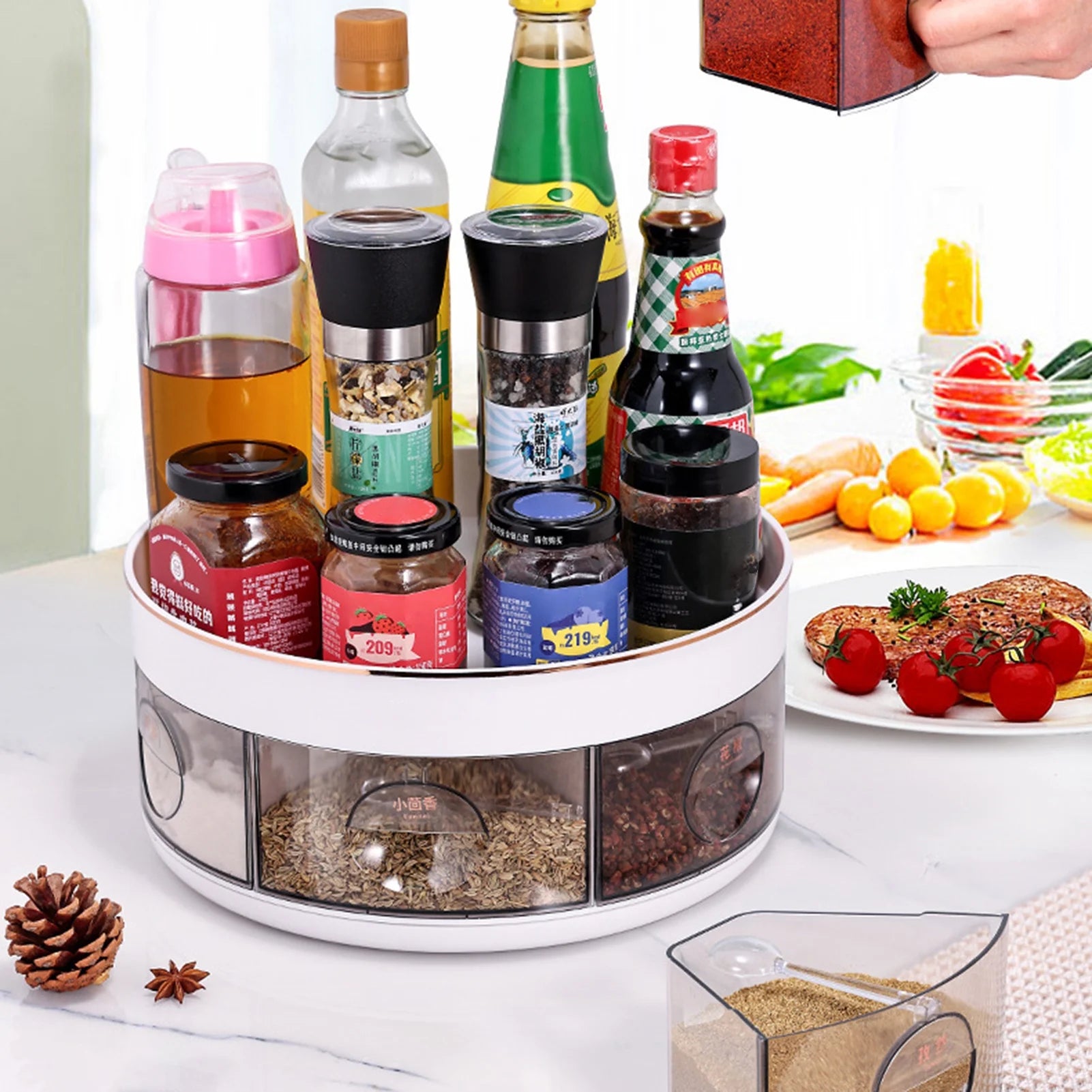 Rotating Condiment Dispenser – Organize Your Kitchen with Ease