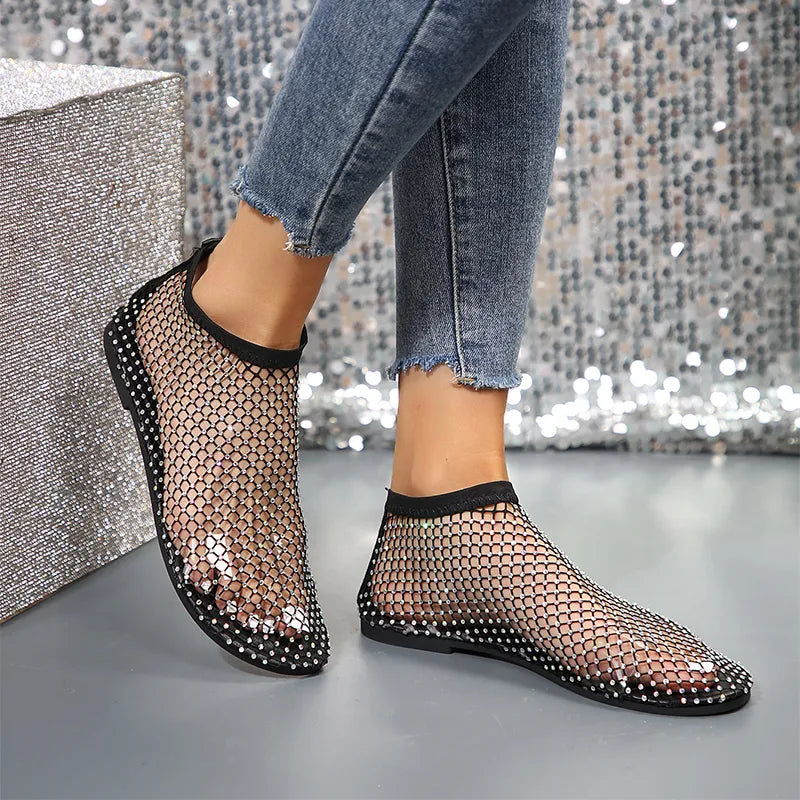 Shine Bright This Summer with Rhinestone Flat Sandals