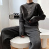 Women’s Two-Piece Knitted Set – Wide-Leg Pants and Sweater Top