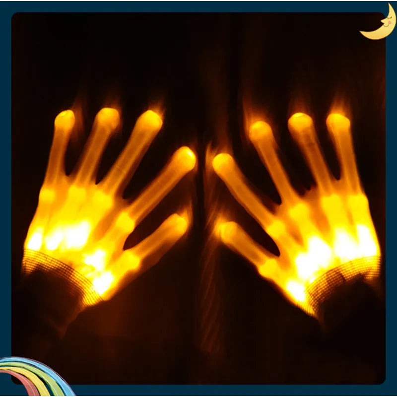 Gants LED Lumineux Squelette - Gants Clignotants Pour Halloween, Noël, Fêtes Et Spectacles