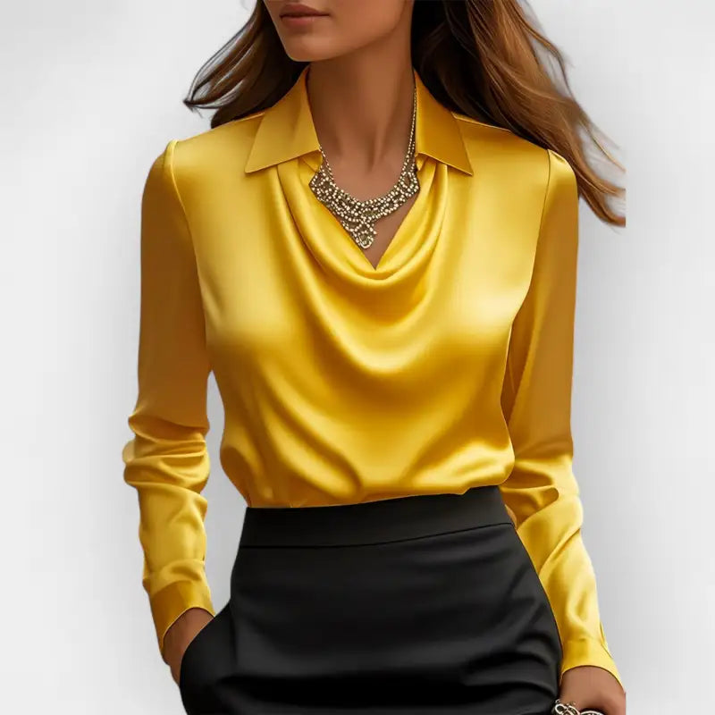 Collar Draped Shirts & Blouses