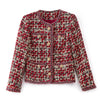 Women's Celebrity-Style Red Tweed Short Jacket – Elegant Round Neck Design for Chic Outfits