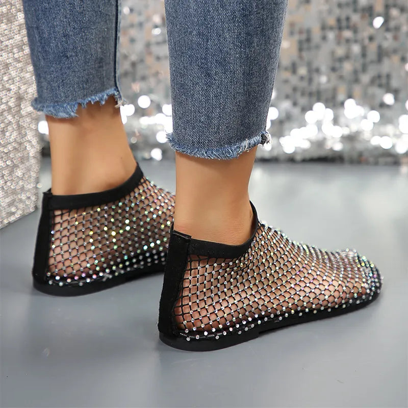 Shine Bright This Summer with Rhinestone Flat Sandals