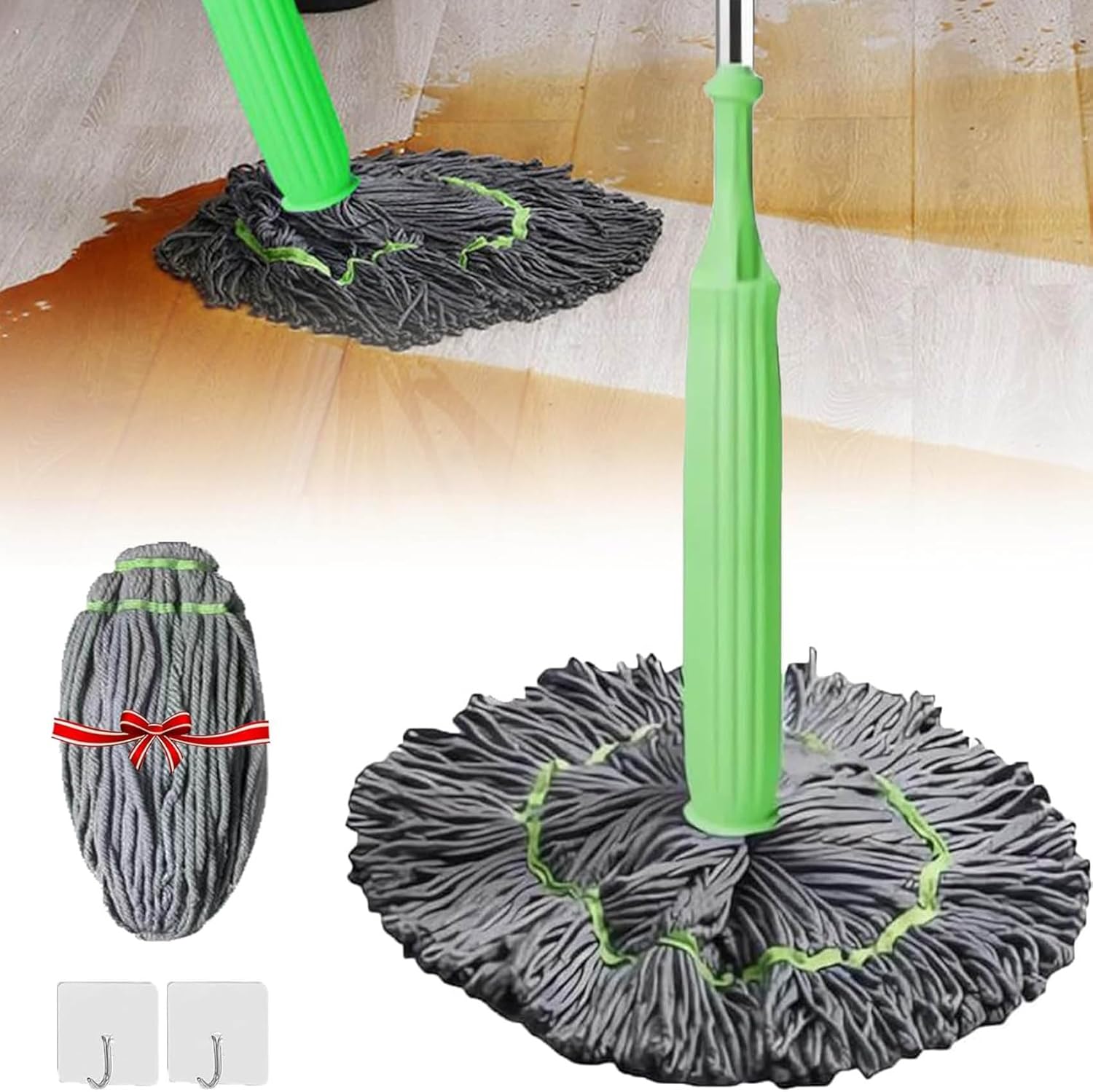 🧹 Hand Wash-Free Self-Twisting Rotating Mop for Dry and Wet Use