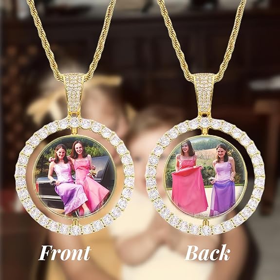 Rotatable Double-Sided Photo Frame Pendant