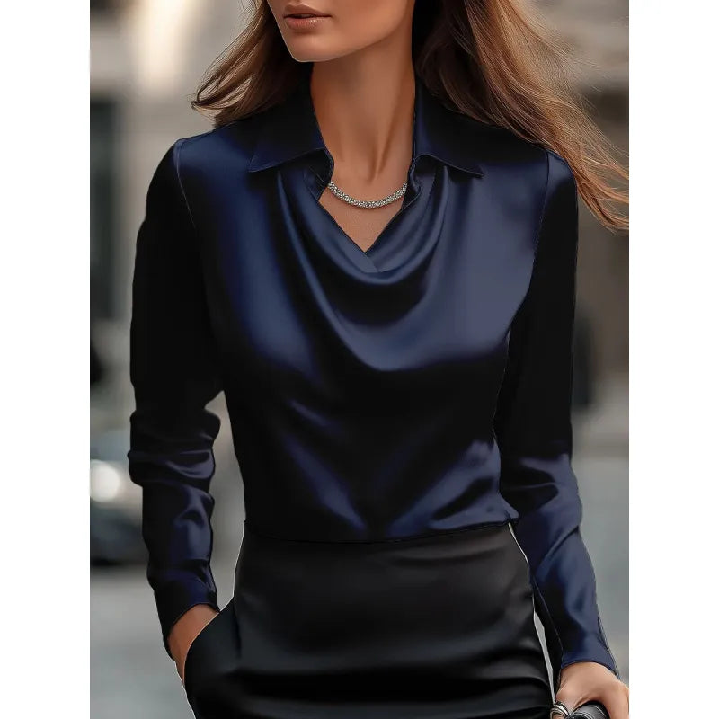 Collar Draped Shirts & Blouses