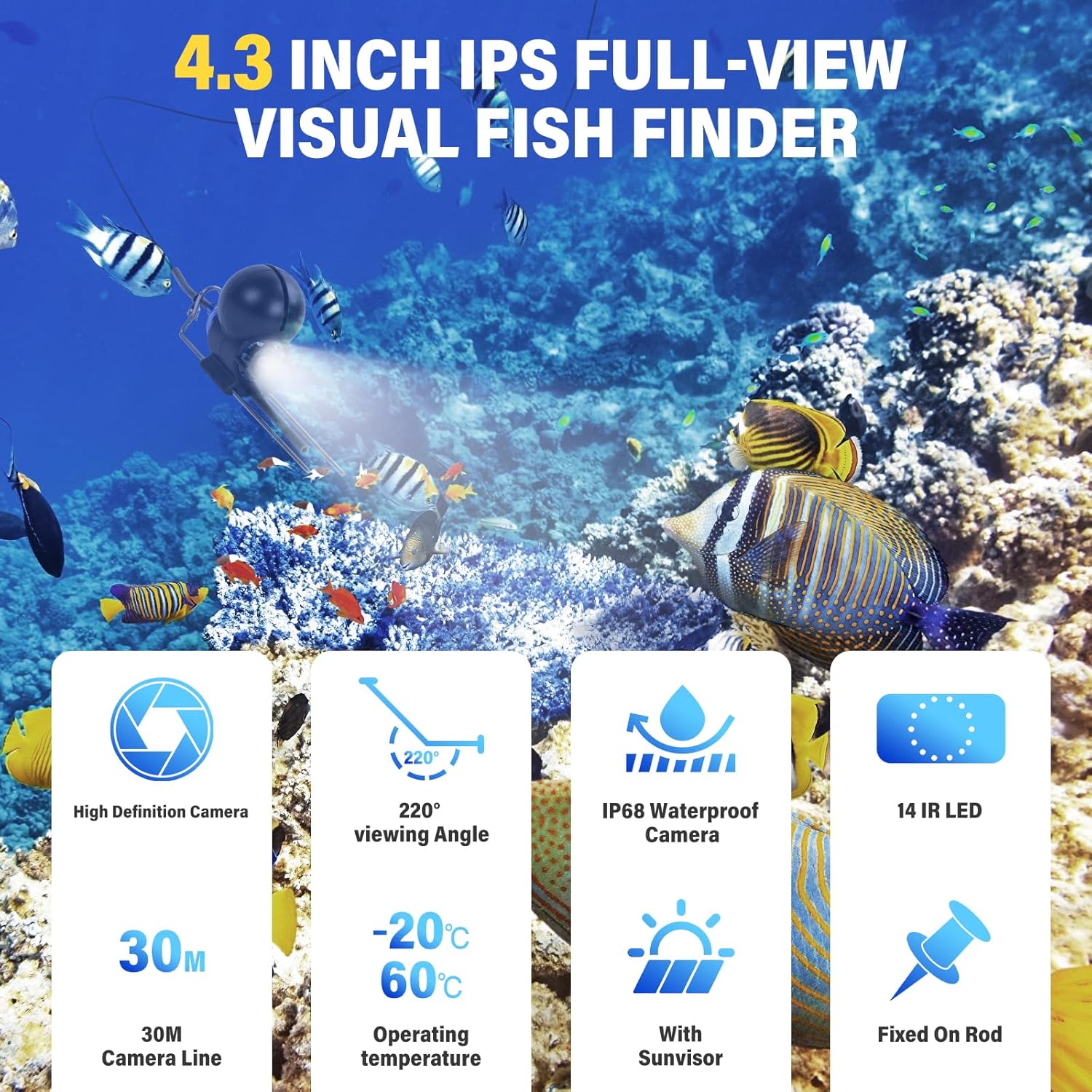 Fishing Visual Fish Finder Visual HD Underwater Camera Fishing Display (+Free Gift In ...