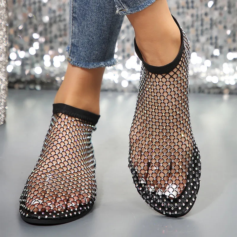 Shine Bright This Summer with Rhinestone Flat Sandals