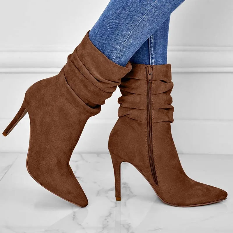 Women's Fashion Suede Stiletto Boots – Elegant and Timeless