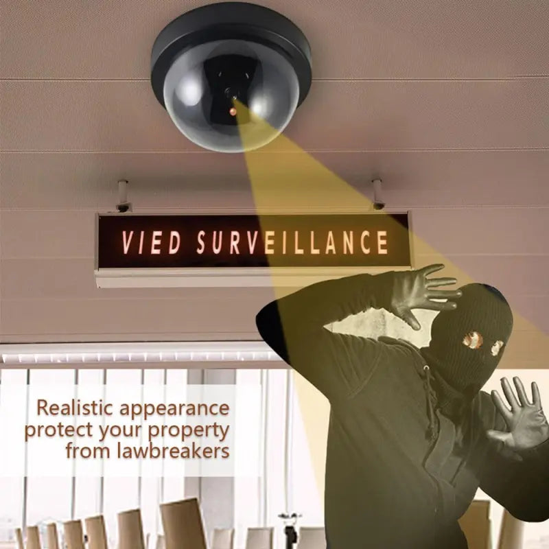 DomeGuard™ SecureShield - Ultra-Realistic Flashing LED Deterrent Camer ...