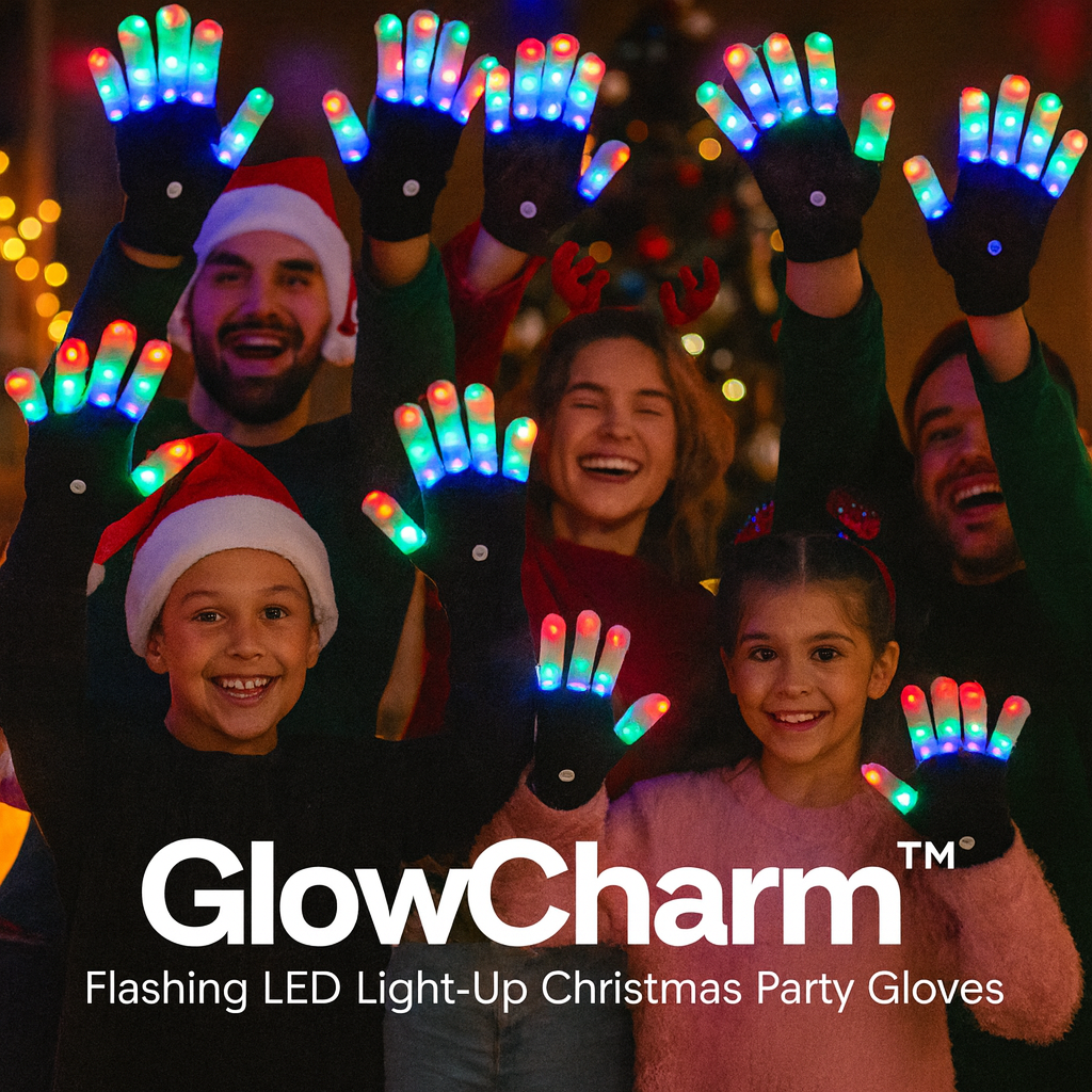 GlowCharm™ Flashing LED Light-Up Christmas Party Gloves