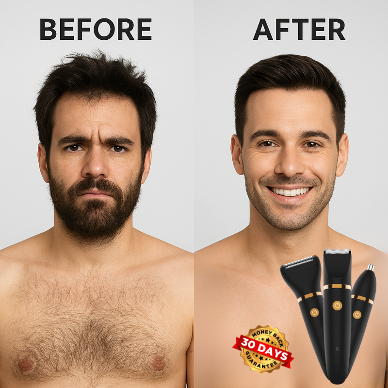 TrimEase™ 3-in-1 Electric Grooming Kit – Waterproof USB-C Rechargeable with Charging Dock