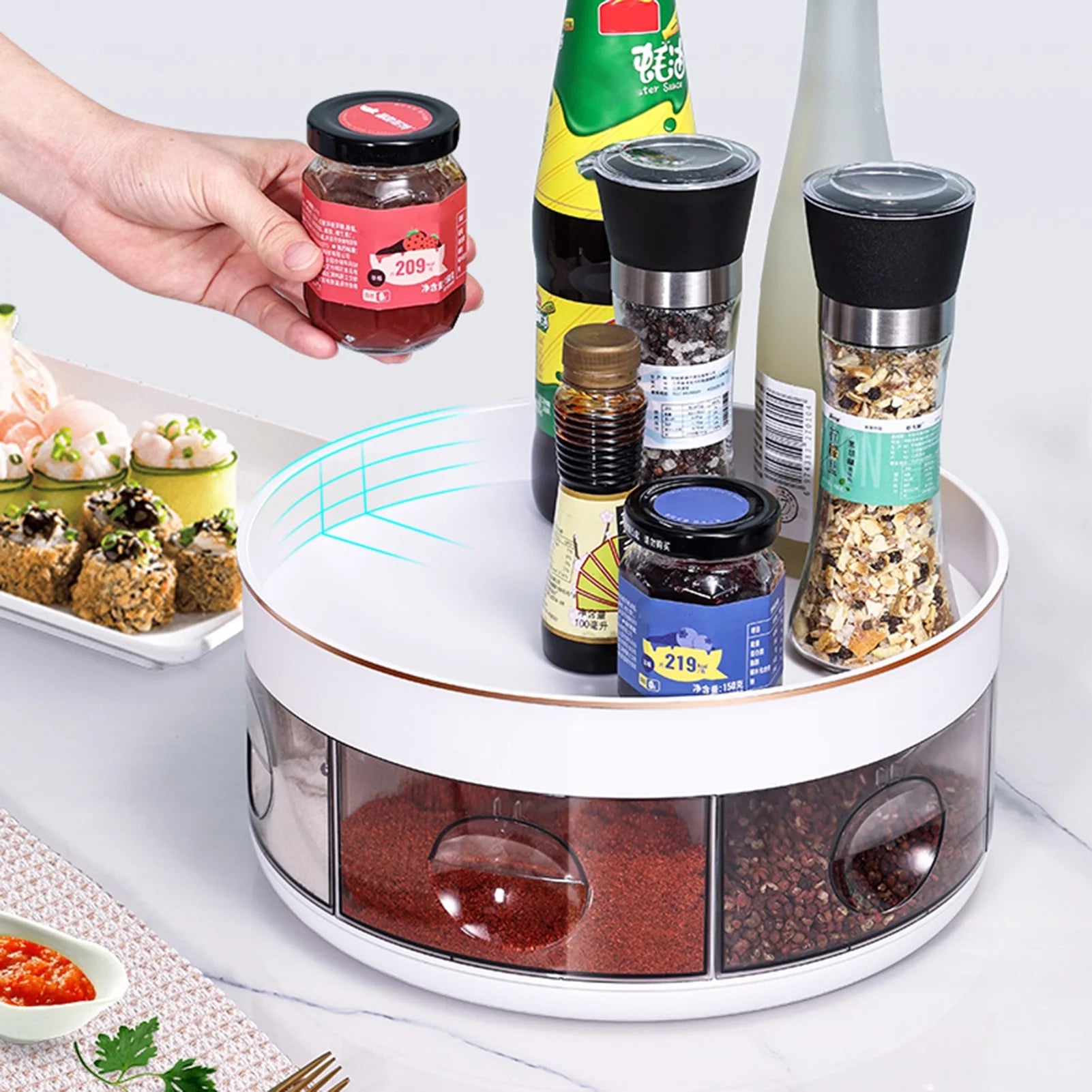 Rotating Condiment Dispenser – Organize Your Kitchen with Ease