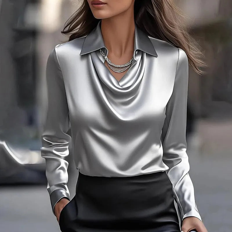 Collar Draped Shirts & Blouses
