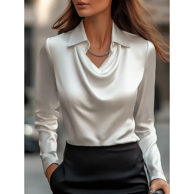 Collar Draped Shirts & Blouses