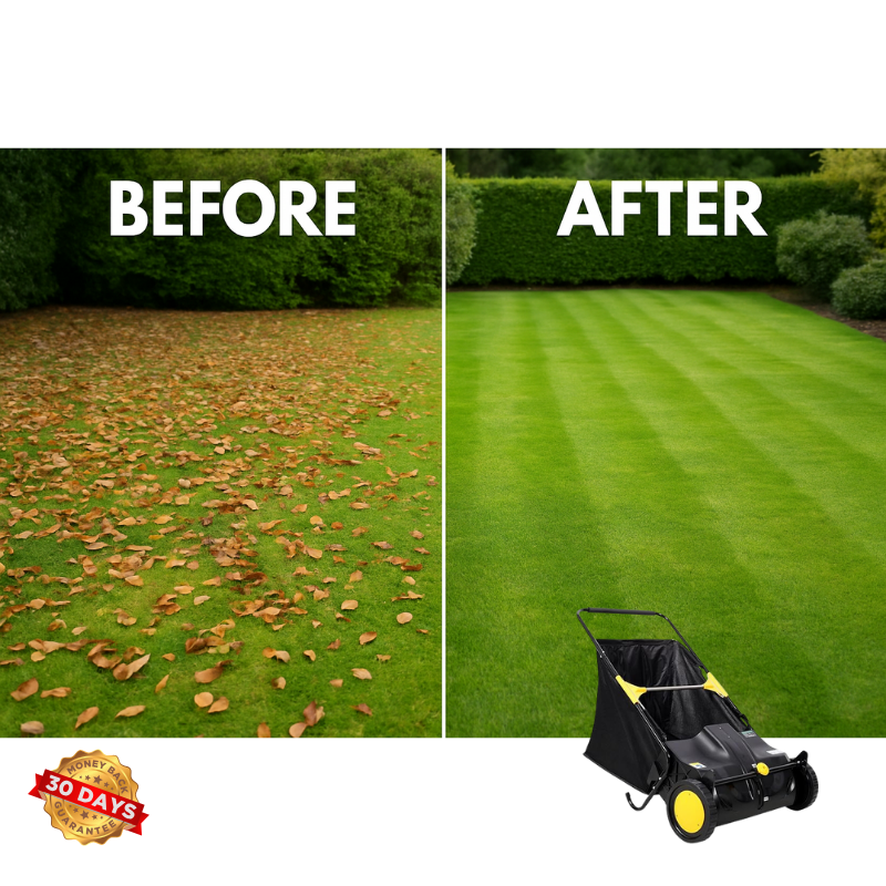 SweepMaster™ 21” Hand Push Lawn Sweeper – Heavy-Duty Leaf & Debris Collector