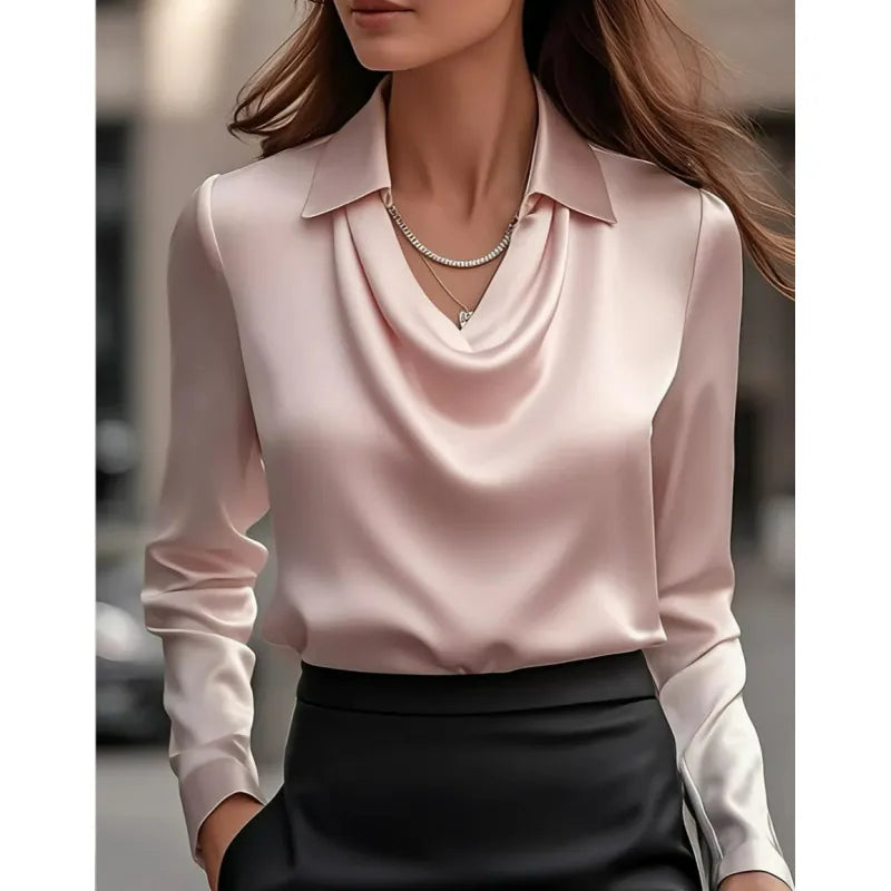 Collar Draped Shirts & Blouses