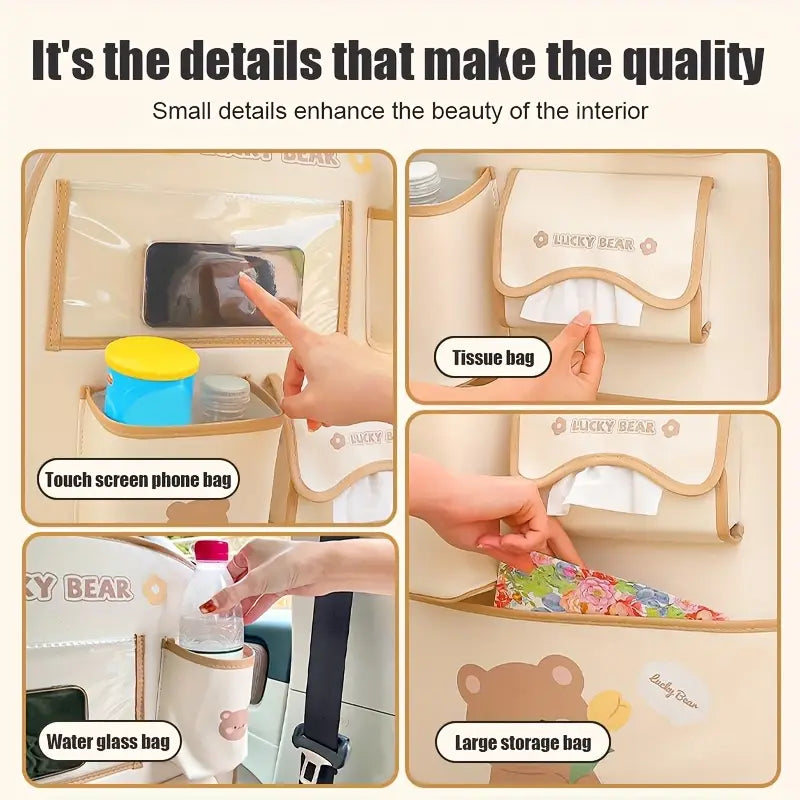 CritterOrganizer™ – Einzigartiger Bären- und Kaninchen-Autositz-Organizer für eine aufgeräumte Fahrt