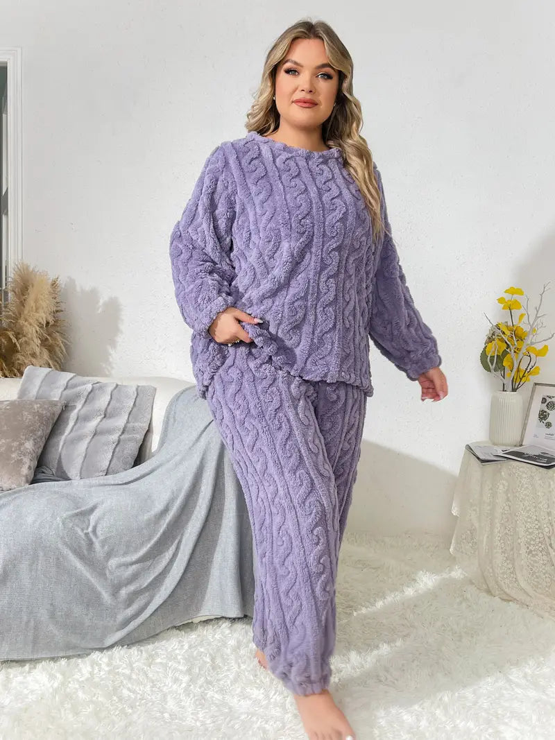 Pure Color Jacquard Cotton Velvet Warm Suit Pajamas